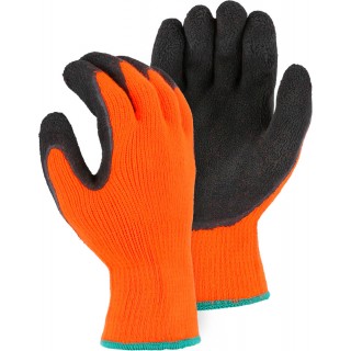 3393HON Majestic® Polar Penguin® Hi-Viz Orange Winter Lined Terry Gloves with Black Foam Latex Palm Coating